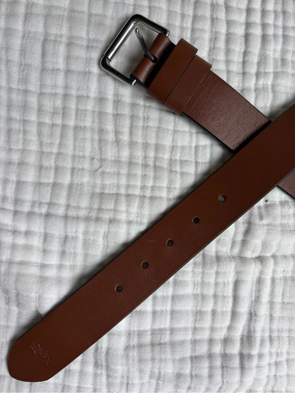 Polo Ralph Lauren Men’s Brown Leather Belt Silver Buckle Size 52 130 XL Big Tall